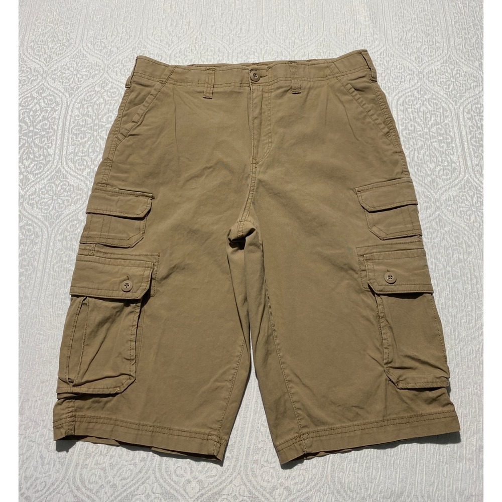 Urban Pipeline Max Flex Cargo Shorts Mens 35 Khaki Brown Cotton Stretch Utility - Picture 2 of 7